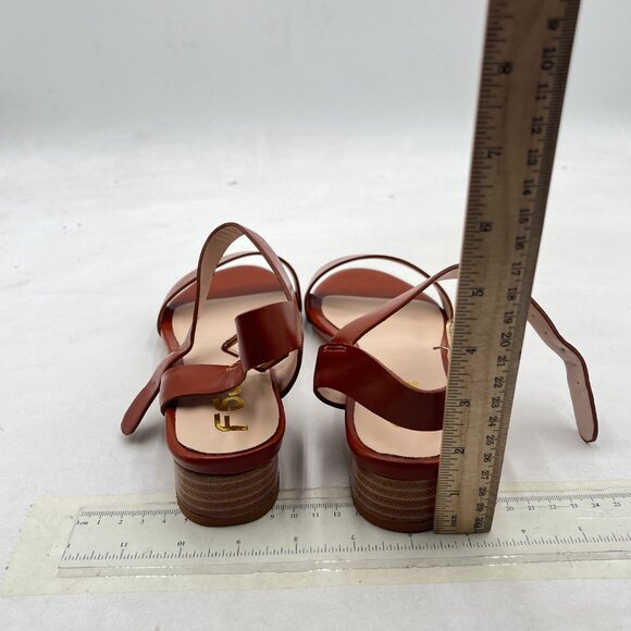 FSJ Brown Open Toe Block Low Heel Ankle Strap Sandals Comfort Summer Shoes - Picture 5 of 8